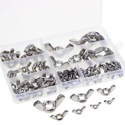 100pcs Wing Nut Assortment kit Stainless Steel Butterfly Sc