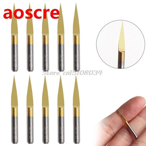 10Pcs 15 Degree 0.1mm Titanium Coated Carbide PCB Engraving