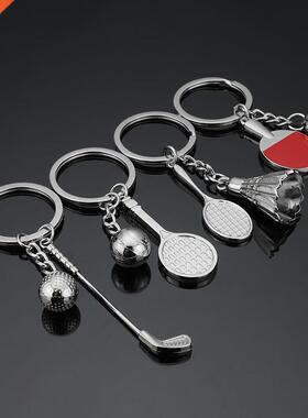 Mini Tennis Racket Golf Pingpong Badminton Pendant Keychain