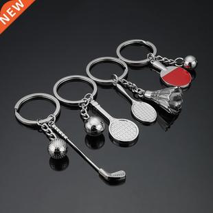 Mini Tennis Racket Golf Pingpong Badminton Pendant Keychain