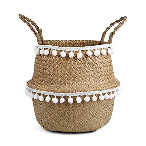 Macrame Tassel Wicker Basket Handmade Boho Decor Garden Flow