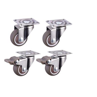 4pcs Furniture Casters Wheels Soft Rubber Swivel Caster Silv