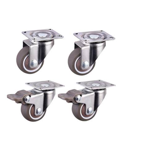 4pcs Furniture Casters Wheels Soft Rubber Swivel Caster Silv