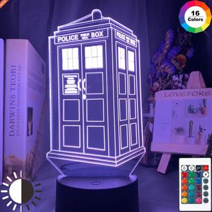 Doctor Who Call Box 3d Optical Led Night Light Lamp for Kids