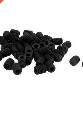 M6 x 8mm 1mm Pitch Hex Socket Cup Point Grub Screws Black 50