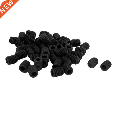 M6 x 8mm 1mm Pitch Hex Socket Cup Point Grub Screws Black 50