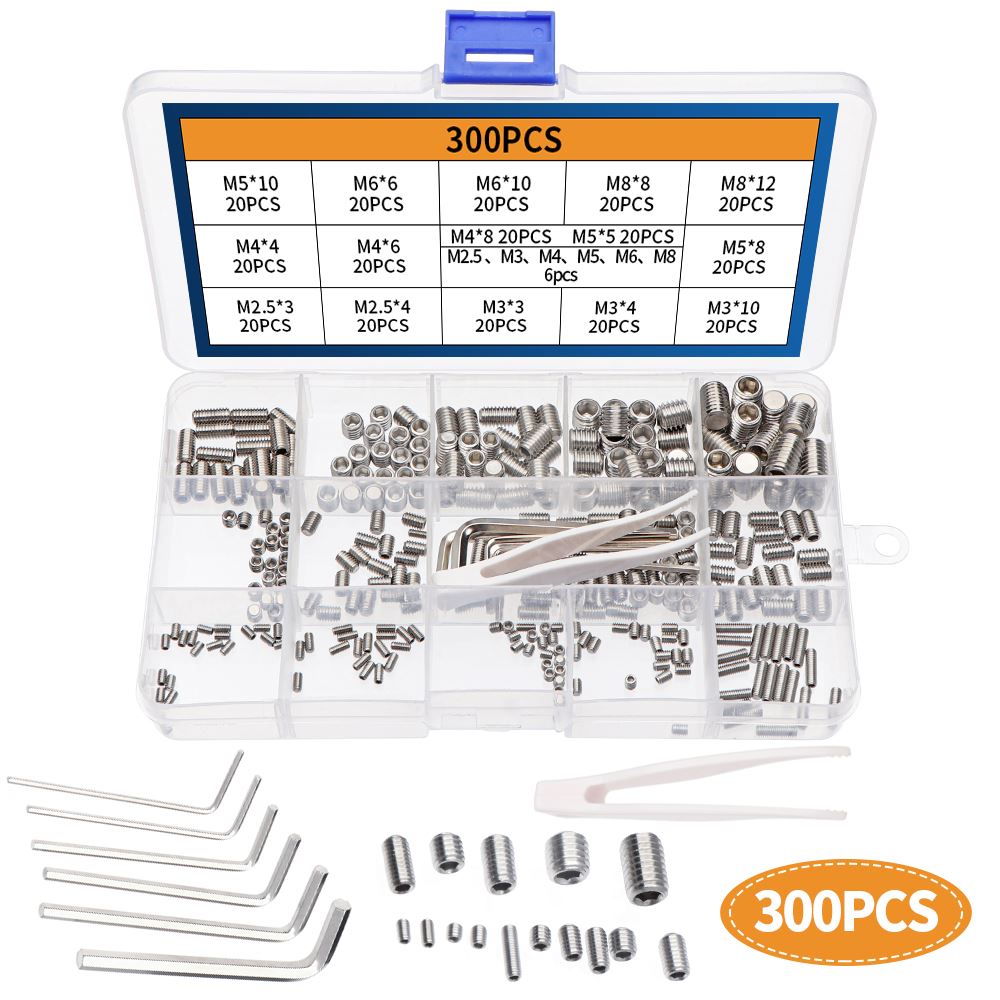300pcs Hexagon Socket Head Bolts M2.5 M3 M4 M5 M6 M8 Stainle