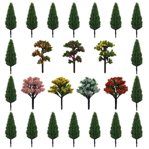 25pcs Mini Landscape Plant Plastic Tree Micro Fake Tree Cons