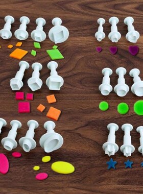 3PCS/SET Round Square Heart Star Flower Shape Fondant Cake D