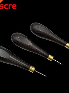 1Pcs Rhombus Shape Stitching Awl Ebony Blackwood Handle Lea