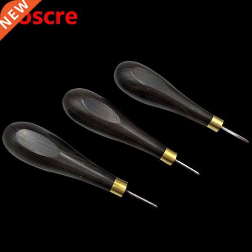 1Pcs Rhombus Shape Stitching Awl Ebony Blackwood Handle Lea