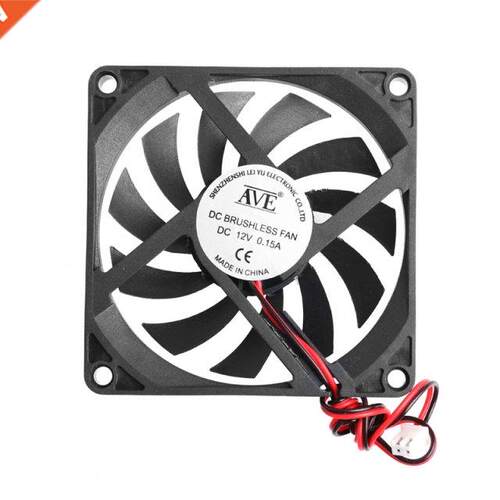 12V 2-Pin 80x80x10mm PC Computer CPU System Heatsink Brushle