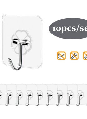 10 pcs Seamless Adhesive Hook Transparent Hooks Strong Self