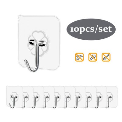 10 pcs Seamless Adhesive Hook Transparent Hooks Strong Self