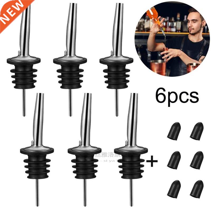 6pcs Stainless Steel Wine Bottle Stopper Liquor Bottle Poure