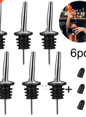 6pcs Stainless Steel Wine Bottle Stopper Liquor Bottle Poure