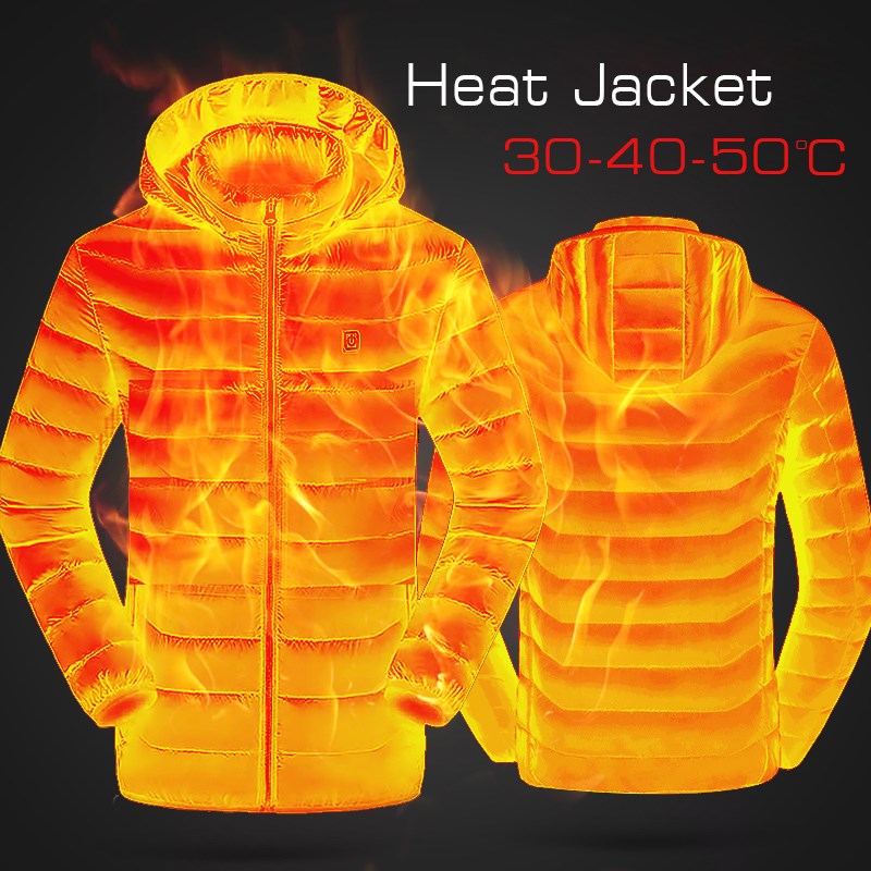 Men 2021 Winter New Warm USB Heating Fleece Jackets Parkas