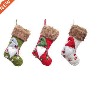 3Pcs Chrimas ockings Fabric Santa Claus Sock Gift Kids C