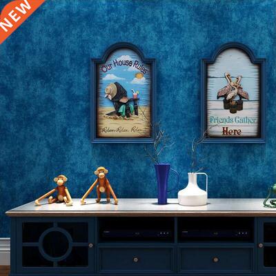 Solid Plain Color Lake lue Non-woven Faric Wallpaper Home