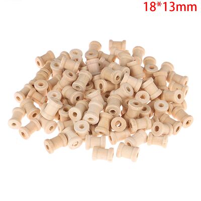 100PCS Wooden Color Empty Thread Spools Wood Bobbins Reels O