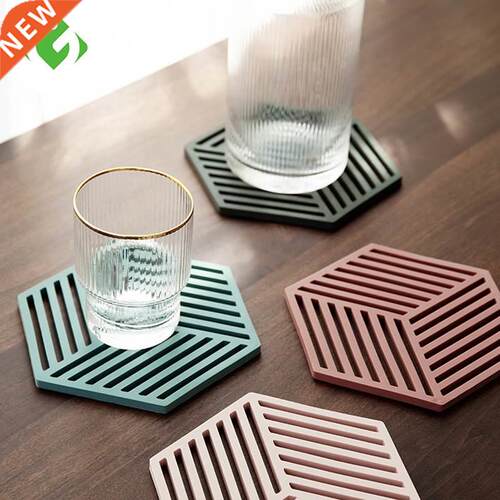 1PC Silicone Tableware Insulation Mat Coaster Cup Hexagon Ma