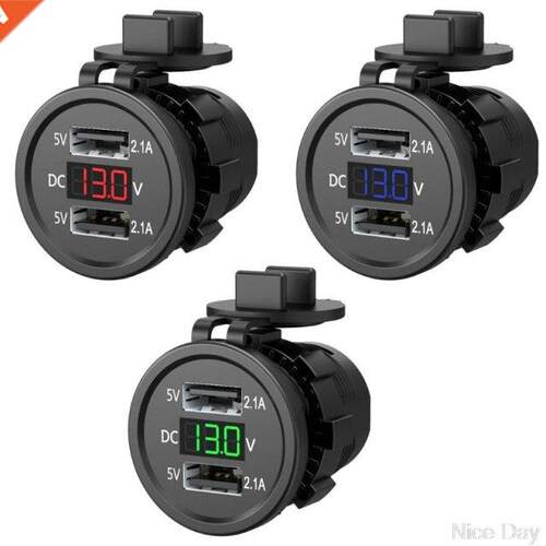 5V 2.1A Waterproof Dual Ports USB Charger Socket Adapter Pow