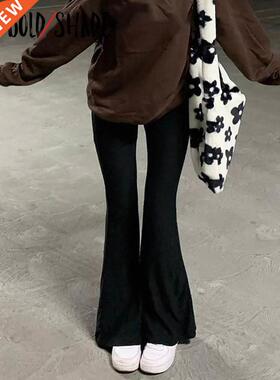 Bold Shade Grunge 90s Urban Style Boot Cut Pants High Waist