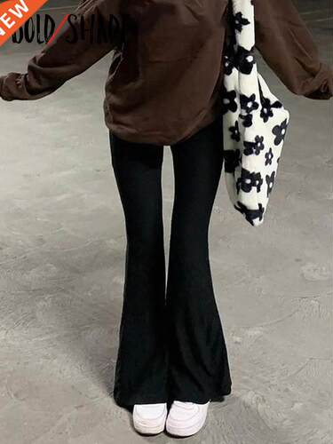 Bold Shade Grunge 90s Urban Style Boot Cut Pants High Waist