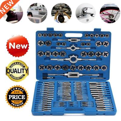 110pcs Metric Tap and Die Set Thread Cutting Edge Holder Rep