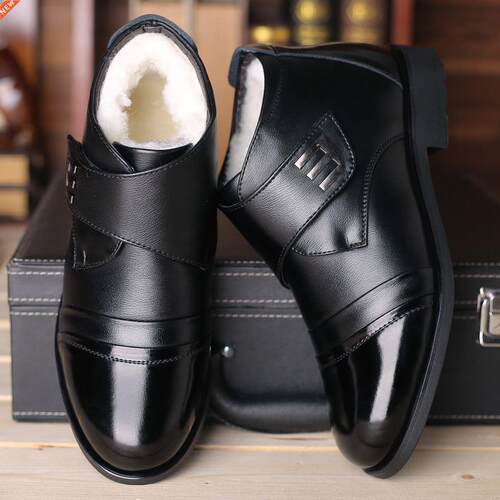 Winter Shoes Men's Chelsea Boots Leather Warm Shoes Men&