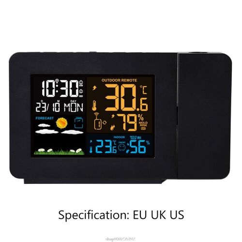 LED Projection Weather Thermometer LCD Digital Alarm Clock C