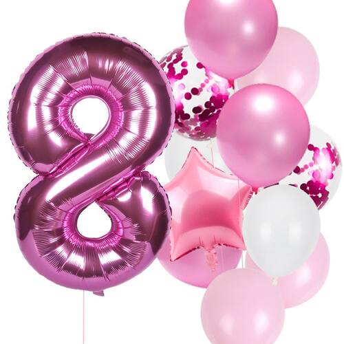 new 12pcs 1st Birthday Pty Pink Number Balloons Decoratio
