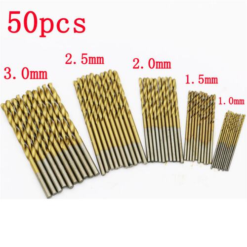 50Pc Twist Drill Bit Set HSS High Speed Steel Titanium Coate