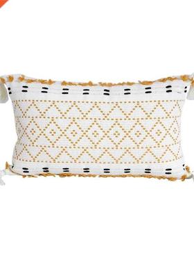 Boho Throw Pillow Covers Natural Cotton Hand-Woven Tufted Ta