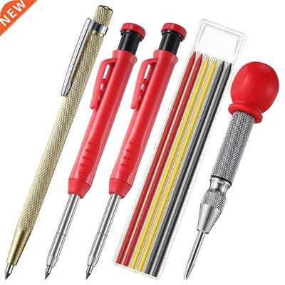 Solid Carpenter Pencil With 6PCS Refills Woodworking Scriber