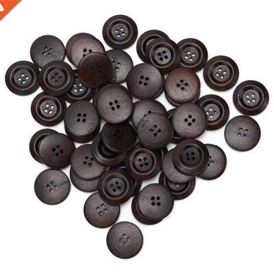 Craft Wood Sewing Buttons Wooden Buttons 4 Holes 25mm Dark