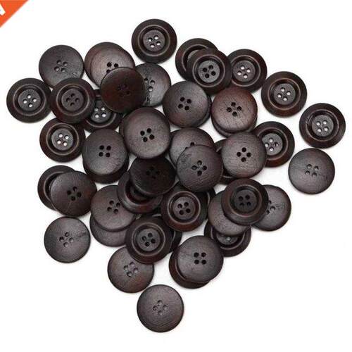 Craft Wood Sewing Buttons Wooden Buttons 4 Holes 25mm Dark
