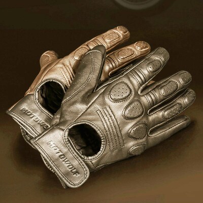 Retro Sheepskin Breathable Leather Motorcycle Gloves Racing