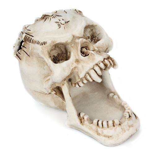 Skull Head Ornament Skeleton Pen Holder Desktop Pencil Organ