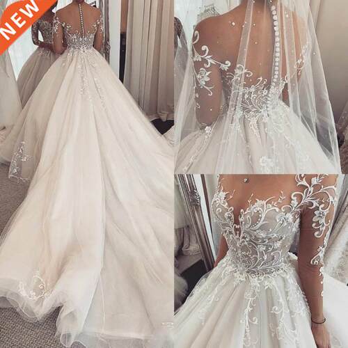 Charming Lace Wedding Dress 2021 robe de mariee Sheer Long S