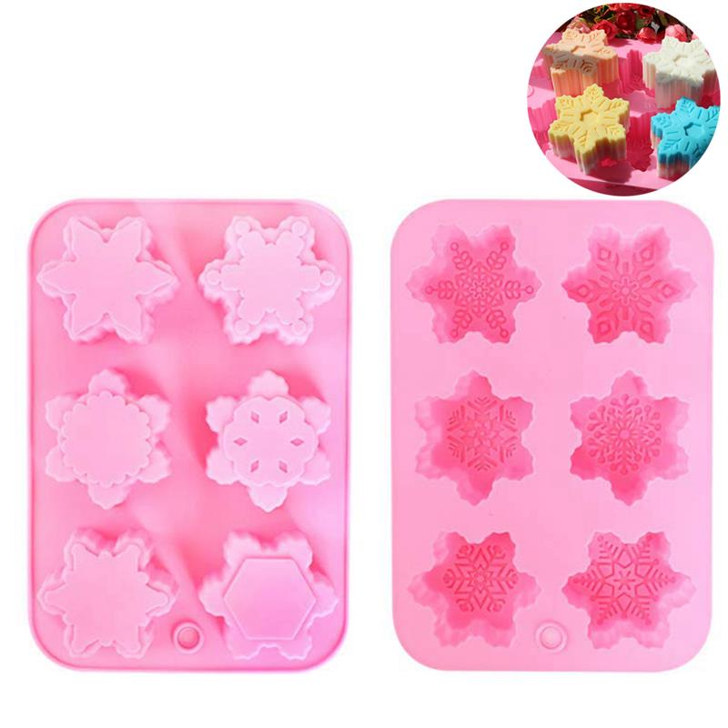 Christmas Cake Mold 6 Slots Different Snowflakes Silicone Mo