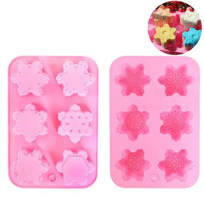 Christmas Cake Mold 6 Slots Different Snowflakes Silicone Mo