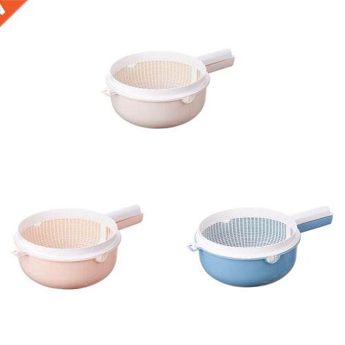 Double Layer Rice Wash Basket 2 in 1 Kitchen Strainer Bowl P