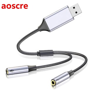 2-In-1 USB Audio Adapter USB to 3.5mm Jack TRS AUX Gaming He