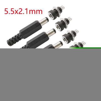 5/10Pair 5.5x2.1 mm DC Power Male Plug + Female Screw Nut Pa