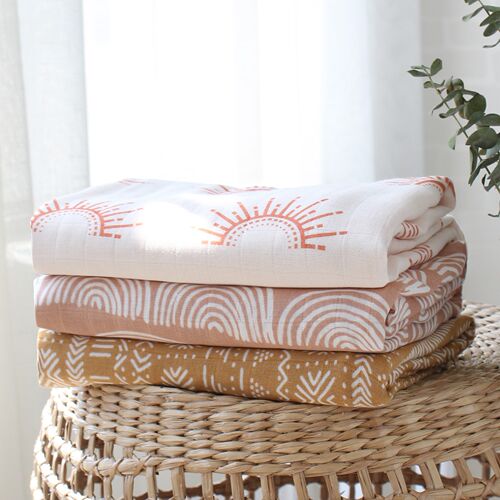 Bamboo Cotton Soft Baby Blankets Newborn Muslin Swaddle Blan