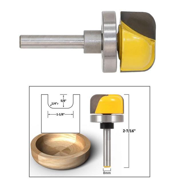 1-1/8 Diameter Bowl & Tray Router Bit - 8mm Shank Wide d
