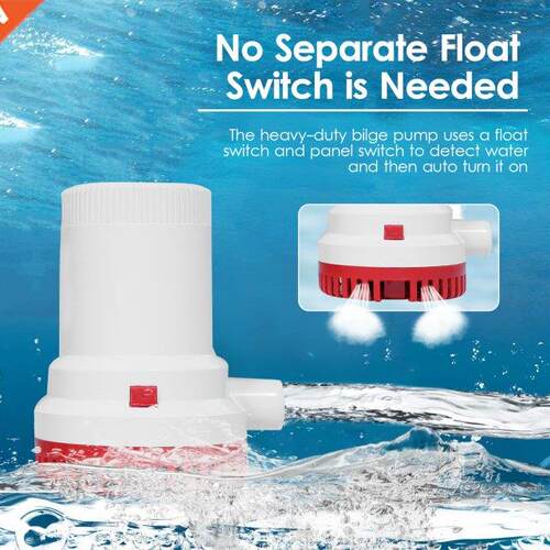 Bilge Pump 2000 GPH High Capacity 12V 24V DC Submersible Wat