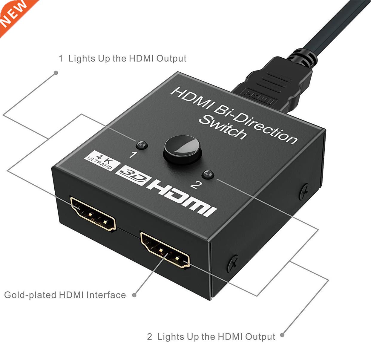 HDMI Splitter 2 Input to 1 Output or 1 in to 2 Out Supports