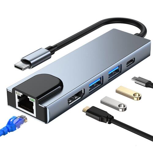 USB C Hub Type-C 3.1 to HDMI-Compatible RJ45 USB PD Fast Cha